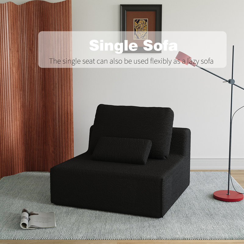 Canapé modulaire surdimensionné à 1 place avec canapé Boucle, Noir