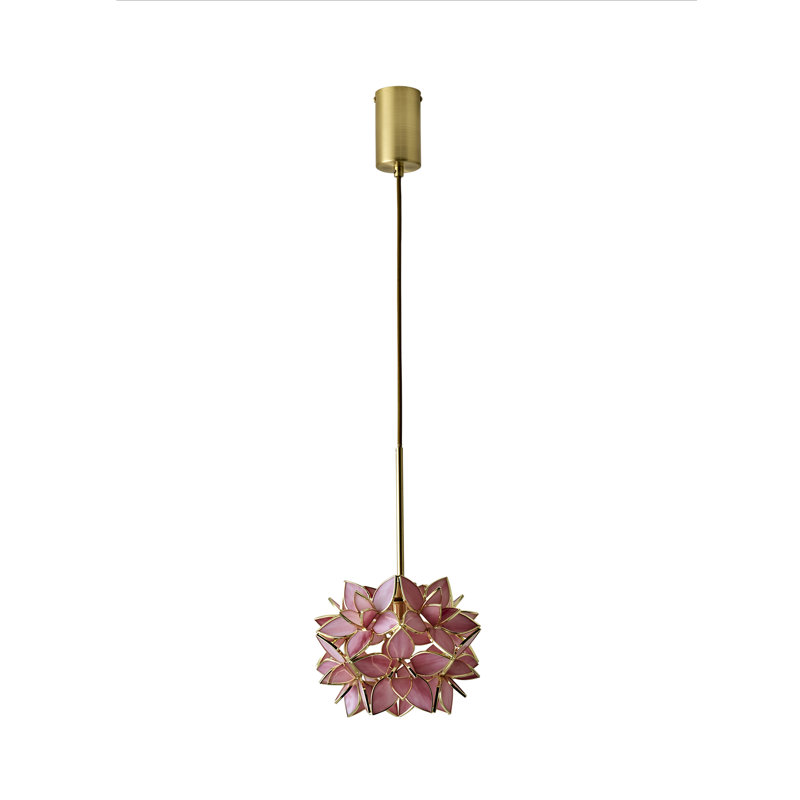Allissia 1 - Light Brushed Gold Pendant, Pink