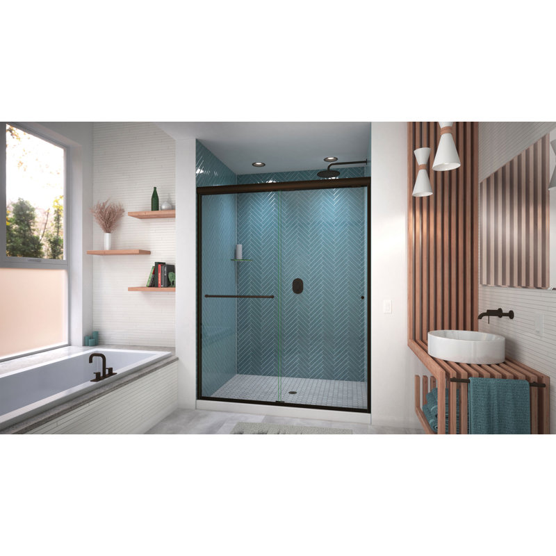 Porte de douche demi-cadre 56 "x 70,5" Ese, Vers la droite, Bronze huilé anodisé
