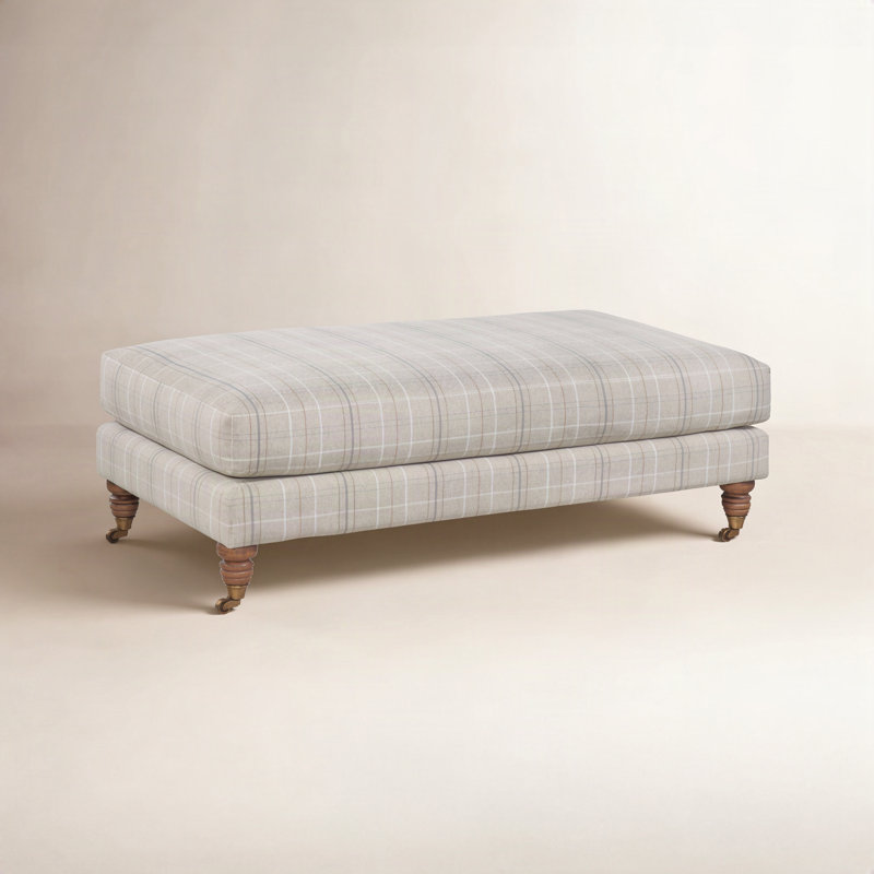 Celeste Upholstered Ottoman, Fern Geometric; 0414-43, Aged Barrel