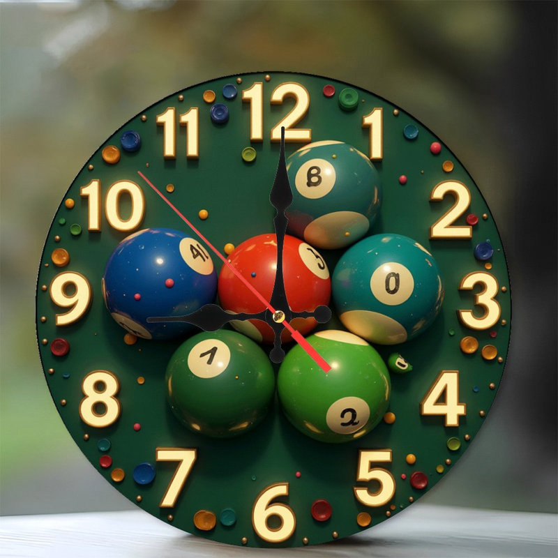 horloge avec boules de billard