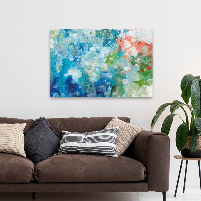 Art abstrait abstrait et bleu, H 32 po x l 48 po