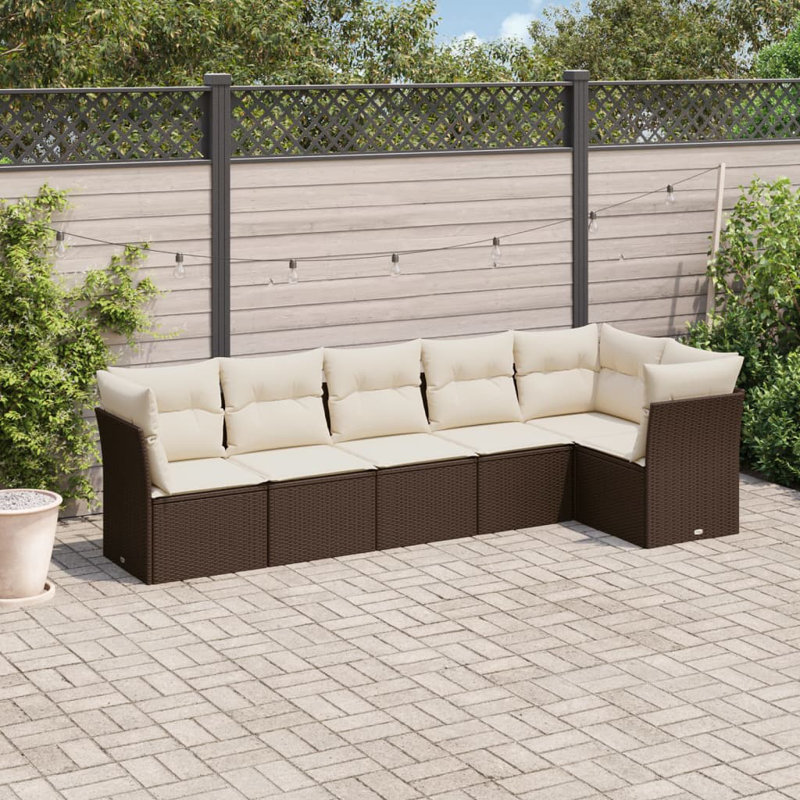 Ensemble de canapé de jardin Vidaxl brun, rotin PE blanc crème, acier thermolaqué