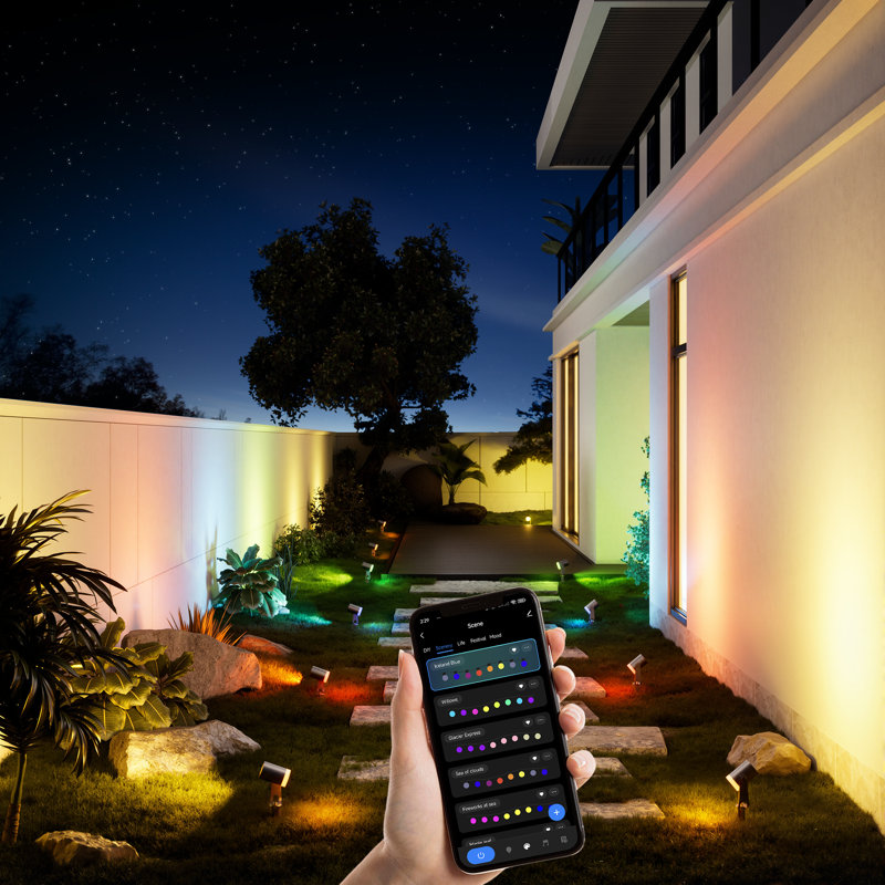 12 -Watt Black Low voltage RGBW Plug-in Smart LED Landscape Spotlight With Remote & App Control