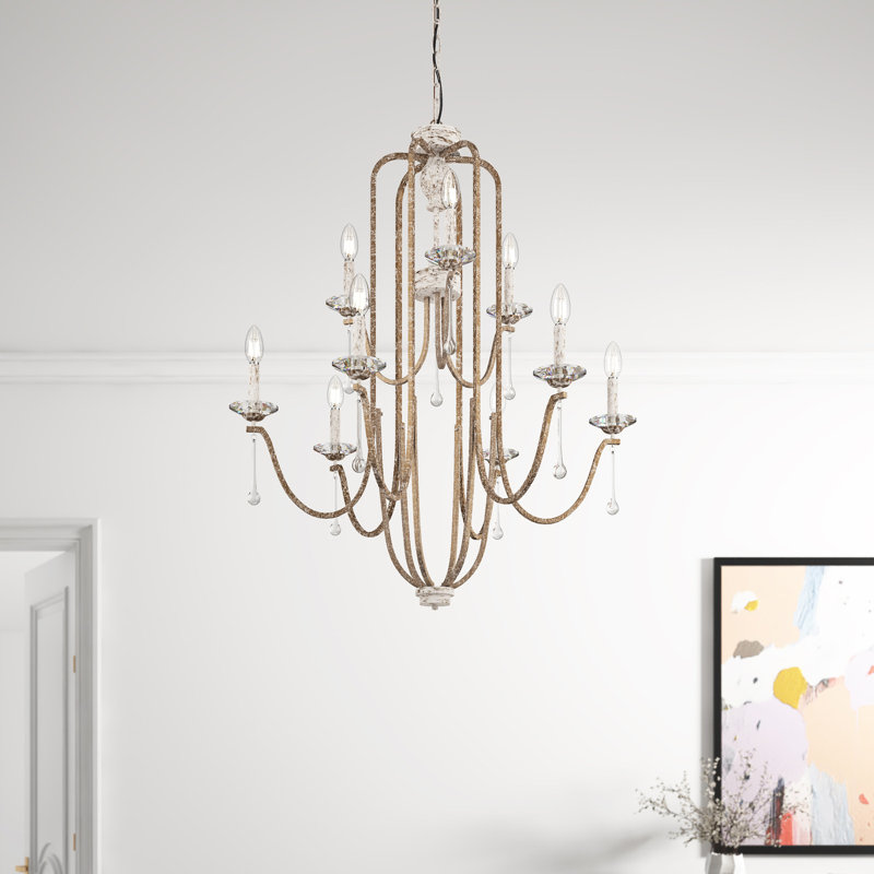 Luminaire lustre rustique de style campagnard à 9 lumières Calhan