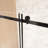 Single Sliding Shower Door In Matte Black, 56 - 60 "w X 76" H, 1/4 "(6 Mm) Clear Tempered Glass With Stainless Steel Handle, Square Tube Track And Film For Bathroom Track, Film, Black