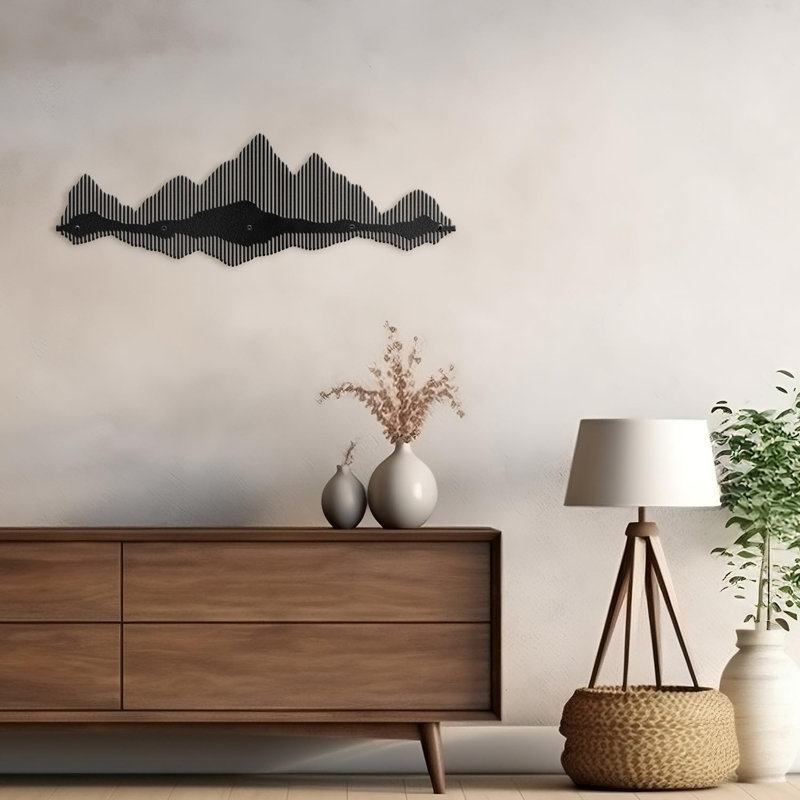 Wall Decor Metal, 6" H x 18" W x 0.05" D, Black