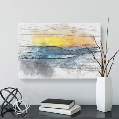 Sunrise Over a Tea Plantation in Abstract - Wrapped Canvas