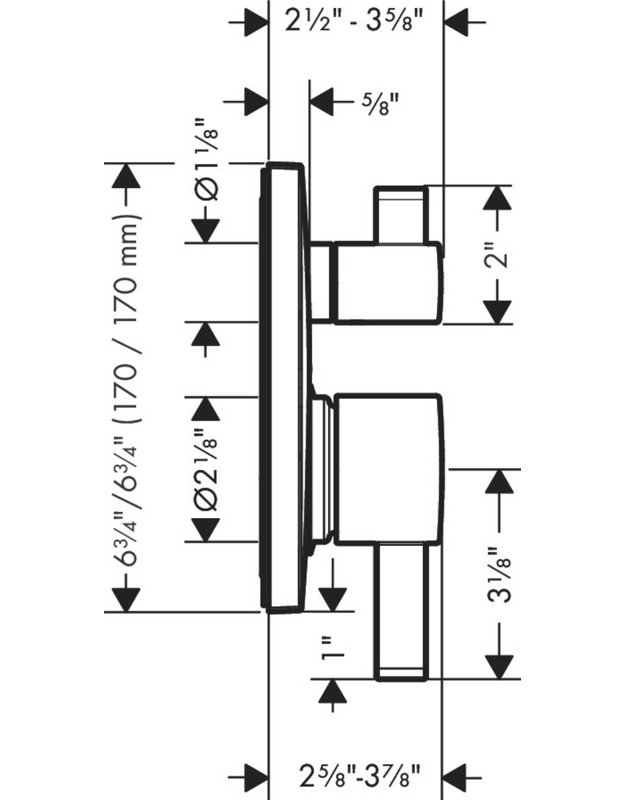 Ecostat Square Pressure Balance Shower Trim with Diverter Valve Trim Only, Brushed Nickel
