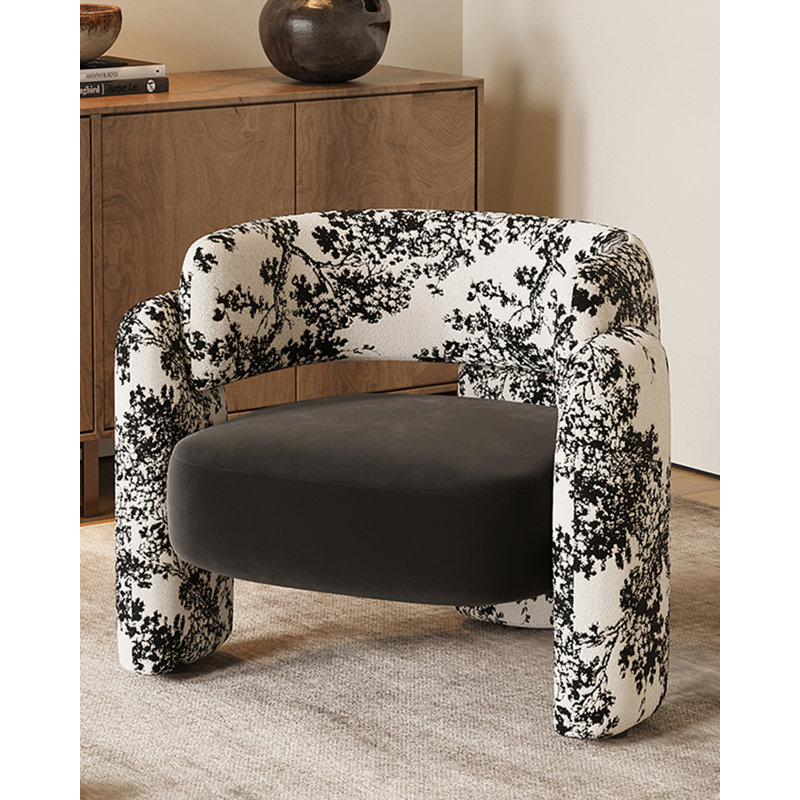 Fauteuil de loisir simple en bois massif de style moyen-antique en velours givré