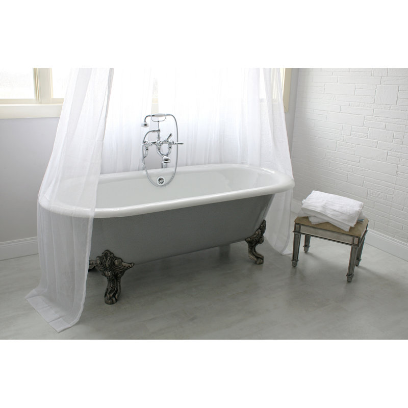 Edwardian™ Exposed 3 Handle Floor Mounted Clawfoot Tub Faucet, Satin English Gold