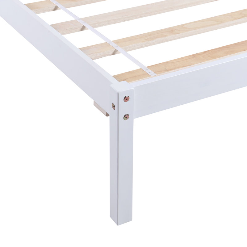 Twin Size Solid Wood Bed, White