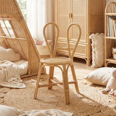 Natural Woven Kids Chair - Bunny Ear Backrest & Round Seat - Eco-Friendly Rattan Toddler Chair For Ages 2-7 (Natural Finish) by Dakota Fields
