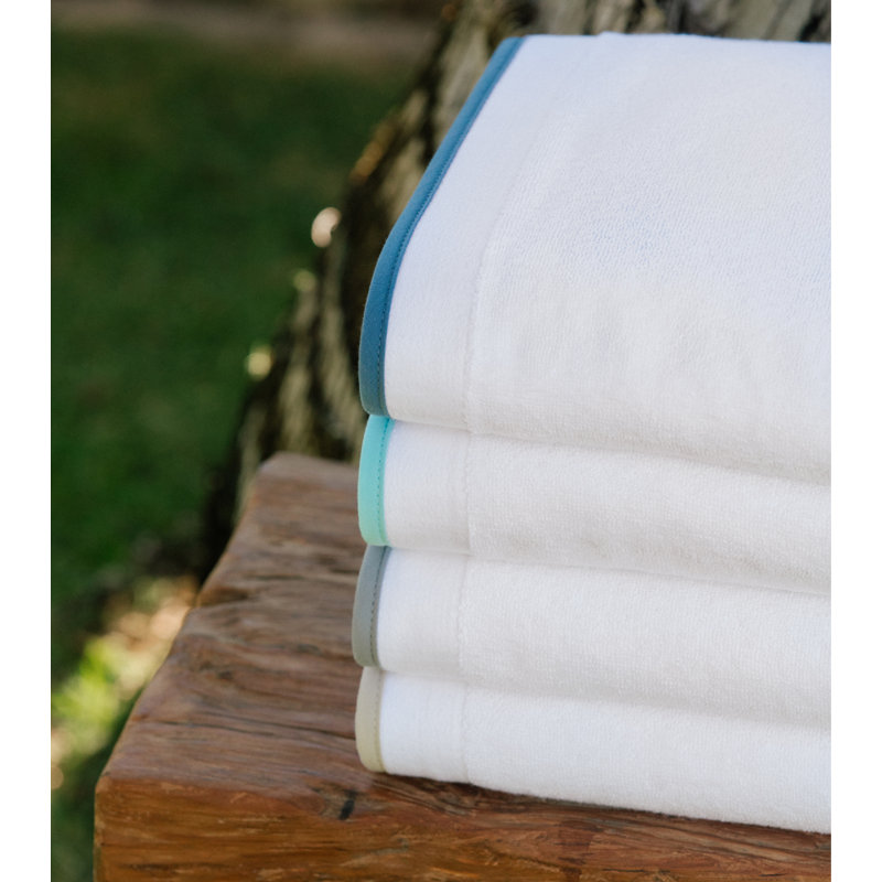 Pure Cotton Bath Sheet with Sand Border, White/Gray