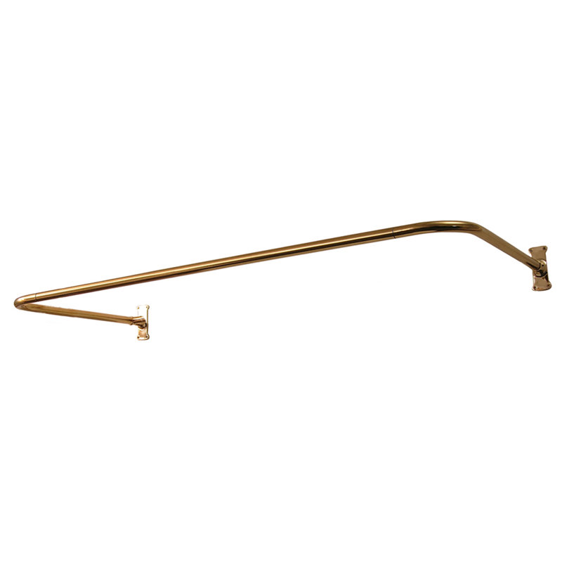 Adjustable Curved Fixed Shower Curtain Rod, 3" H x 60" W x 26" D, Polished Brass