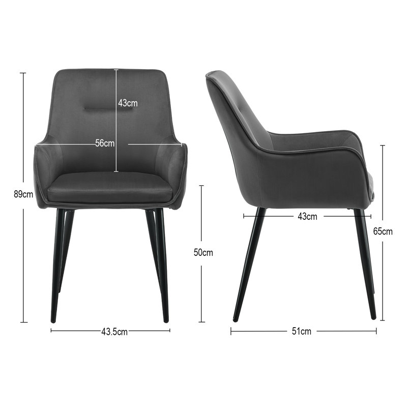 Gelnett 50cm H Velvet Upholstered Armchair, Grey