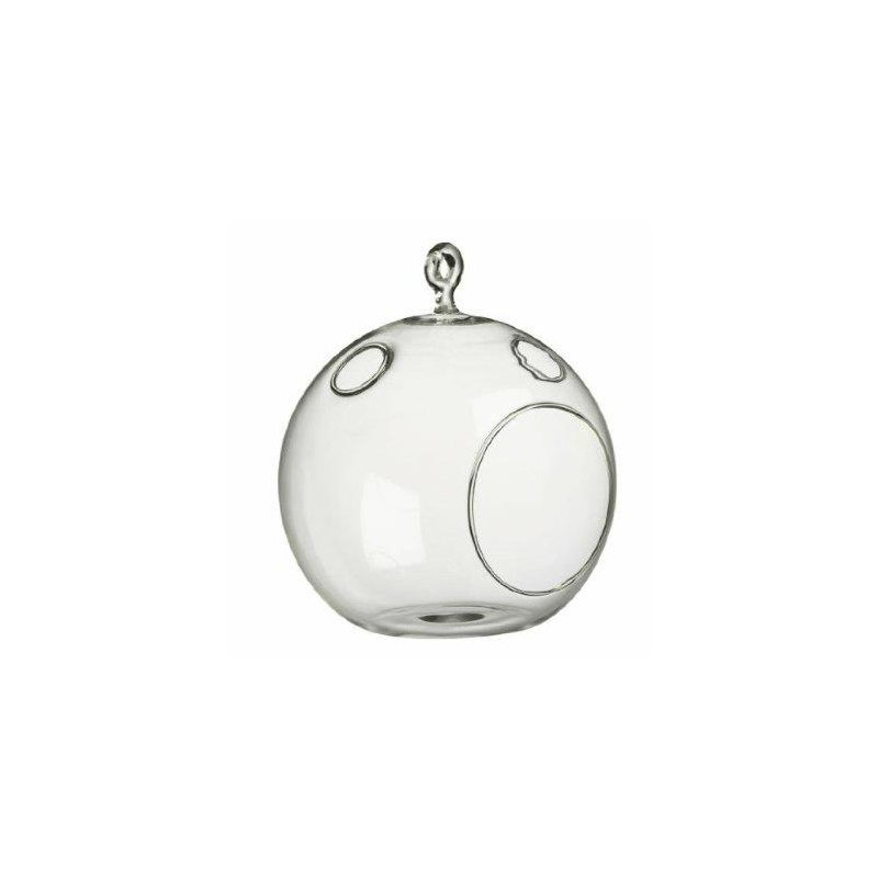 Glass Tabletop Tealight Holder, 8" H x 7" W x 7" D