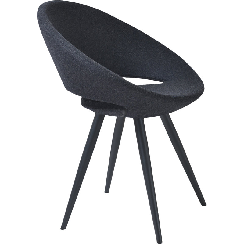 Crescent Wool Solid Back Side Chair, Red, Black Powder