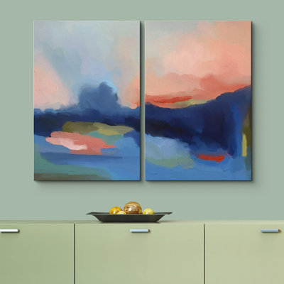 Colorful Brushstrokes " Landscape Modern " 2 - Pieces
