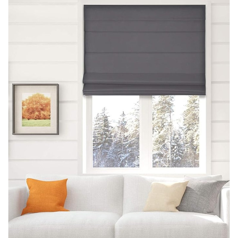 Blackout Roman Shade, Gray, 30.5"W x 60"L
