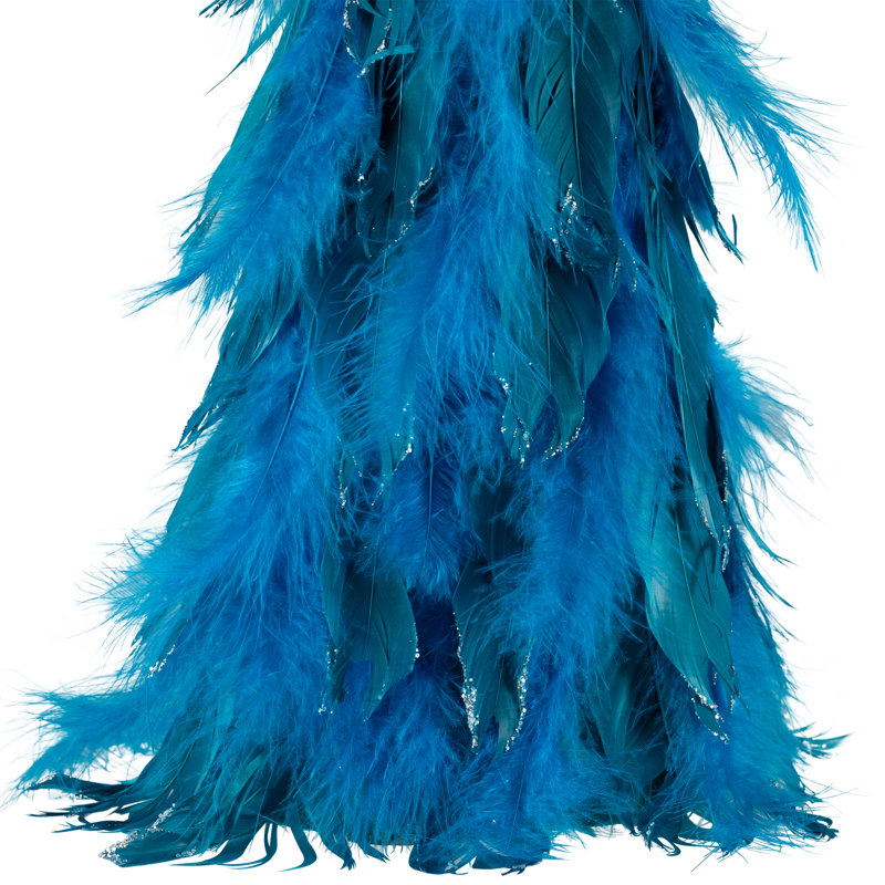 Two-Tone Layered Glitter Feather Cone Tree Christmas Decoration - 19.5" - Turquoise