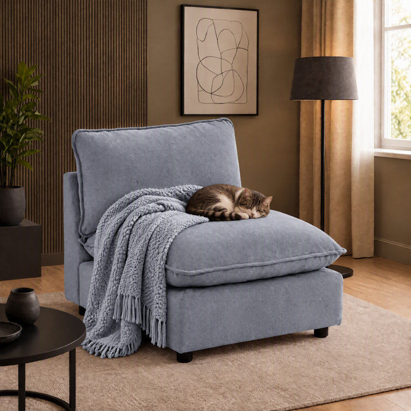 Canapé modulaire 31,5 po Heffernan, Chenille bleu