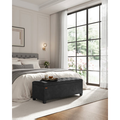 Banc de rangement avec repose-pieds avec pieds de 15,7 po x 43,7 po, repose-pieds avec bancs, coffre de rangement, capacité de 660 lb, pour le salon, la chambre à coucher et le vestibule