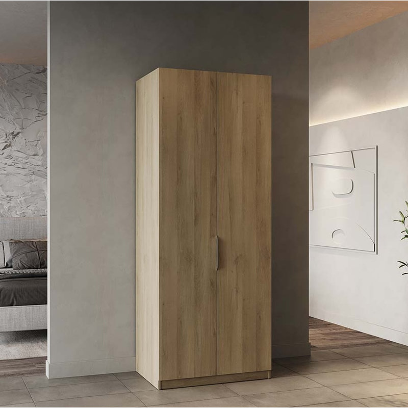 Novaly 2 Door Manufactured Wood Wardrobe, Brown, 203cm H x 79.4cm W x 51.1cm D