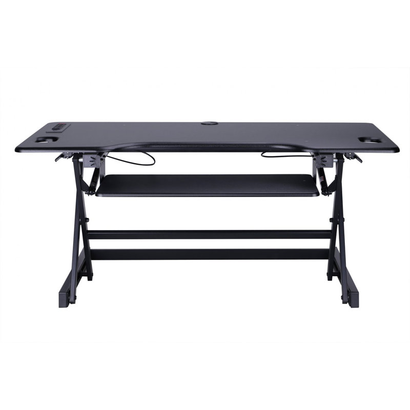 Marghiolita Adjustable Height Modular Steel Standing Desk Converter with Built-In Electrical Outlet