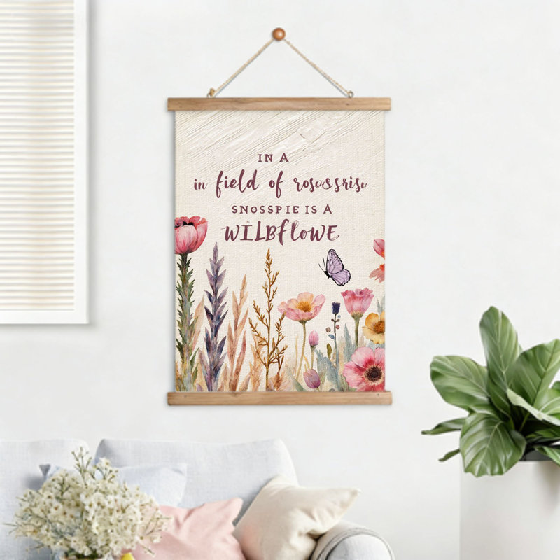 Citation de champ de fleurs sauvages, suspension murale suspendue, 16 x 24