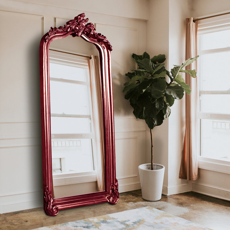 Mahar Wood Mirror, Burgundy