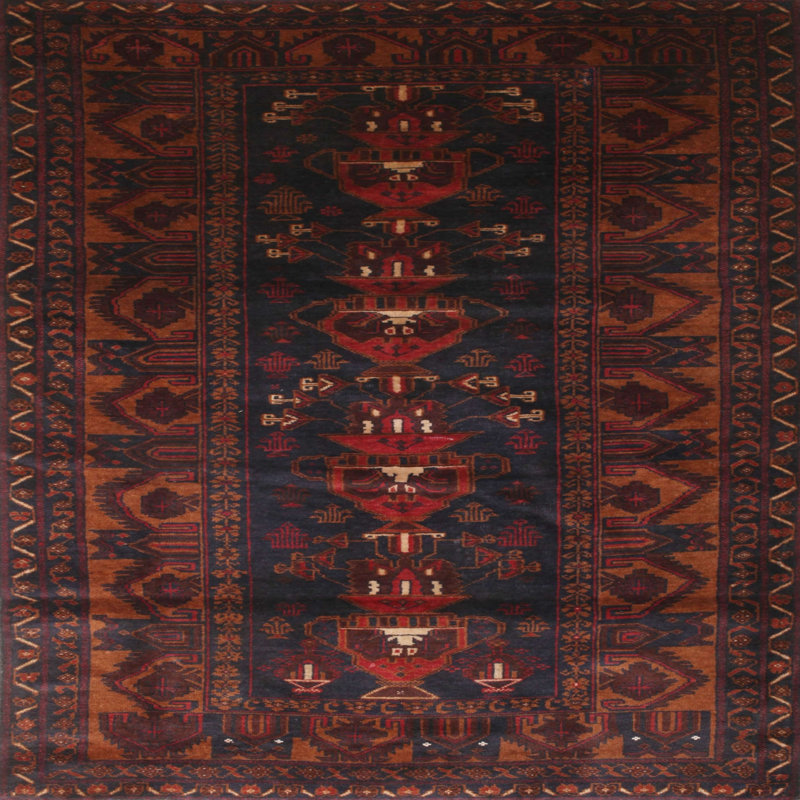 Tapis brun Southwestern, Rond 4 pi
