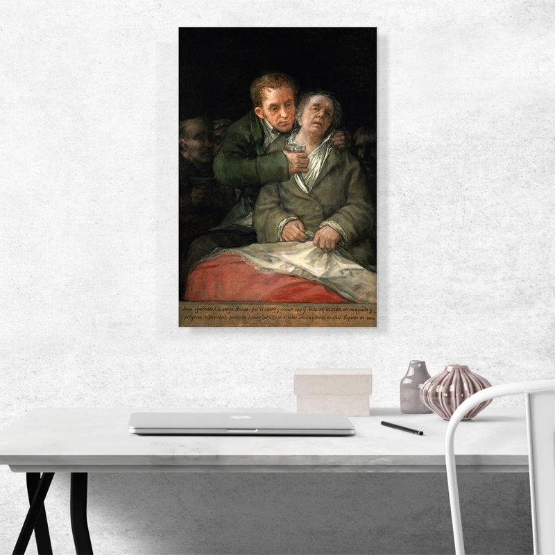 Autoportrait avec Dr Arrieta 1820 par Francisco Goya, reproduction d'art sur toile tendue, H 26 po x l 18 po x P 0,75 po