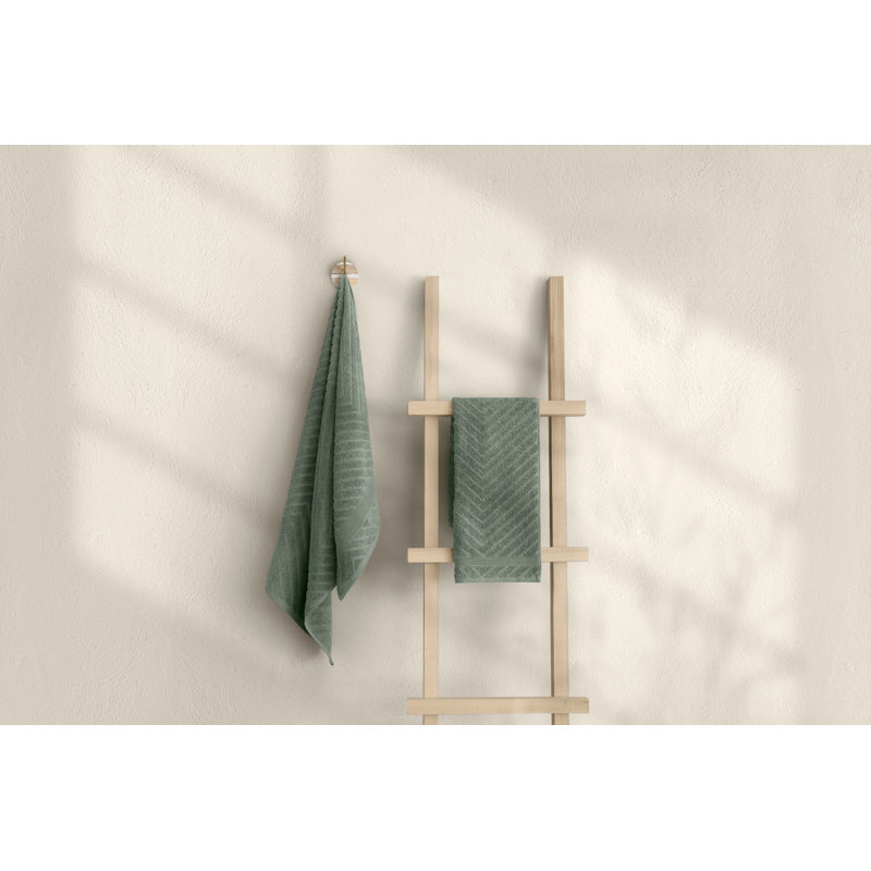 Soft & Absorbent Bath Towel Set (2 Pieces), Green, 27.6 x 55.1 inches (Bath Towel) & 19.7 x 35.4 inches (Hand Towel) | 100% Cotton, 12.3 oz/sq yd | Machine Washable, Quick-Drying, Perfect for Home & Spa