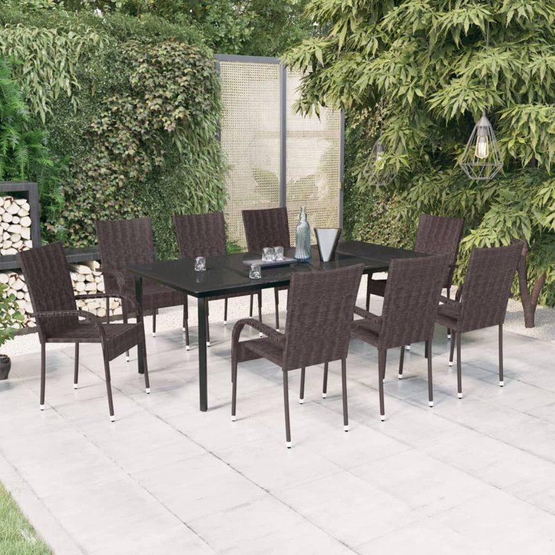 Rectangular 8 - Person Dining Set, Brown