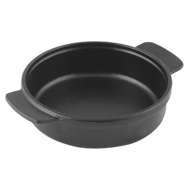 Lava Enameled Cast Iron Skillet 10 inch-Wok with Beechwood Service Platter, Size: W: 7.87 Large: 7.87 H: 1, Black