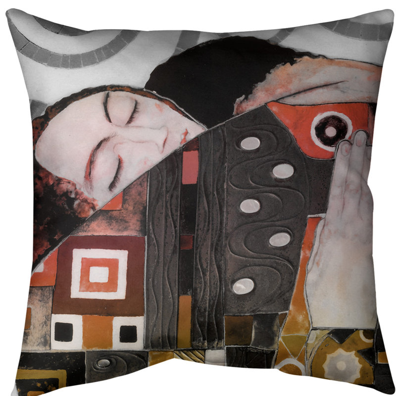 Coussin de jeté, 18 po x 18 po, Rouge / dégradé orange, Faux lin