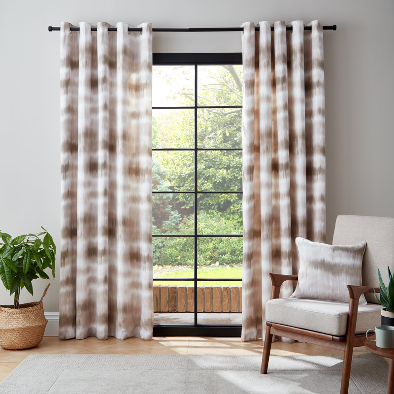 Ombre Texture Thermal Eyelet Curtains, Beige, 168cm Width x 229cm Drop