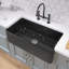 Farmhouse/Apron Kitchen Single Bowl Fireclay Kitchen Sink with Sink Grid and Basket Strainer-91583893