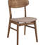 Table à manger rectangulaire en bois massif noyer chaud 7, avec cadre connecté et impact visuel, six chaises à dossier courbé, sièges rembourrés pour noyer, bords arrondis, dossiers hauts rembourrés