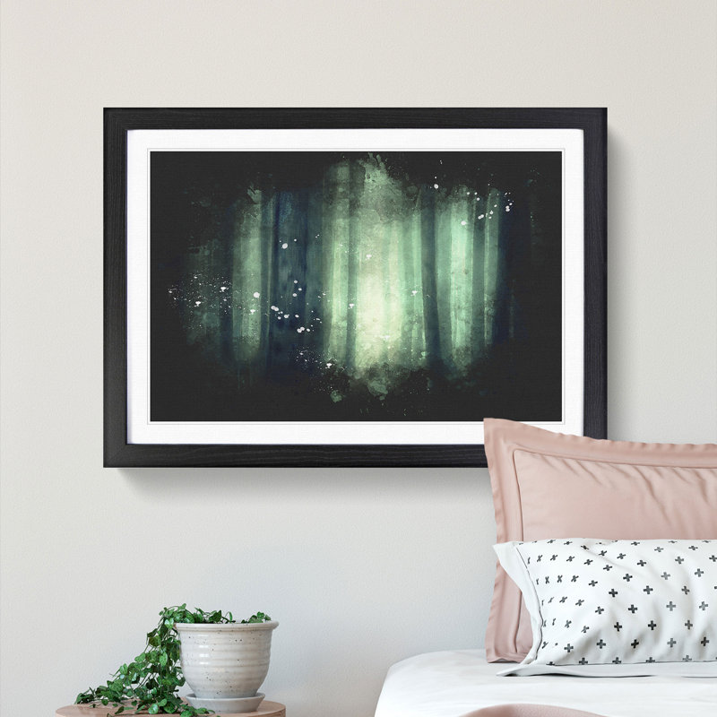 Green Misty Forest - Picture Frame Graphic Art Print, Black Framed, 60cm H x 91cm W x 2cm D