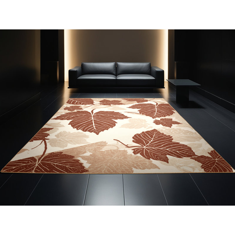 Tapis lavable à la machine à motif de feuilles de raisin Templeton, 3 x 5