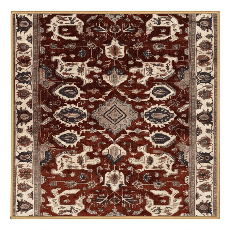 Machine Washable Persian Brown Area Rug, Square 5'