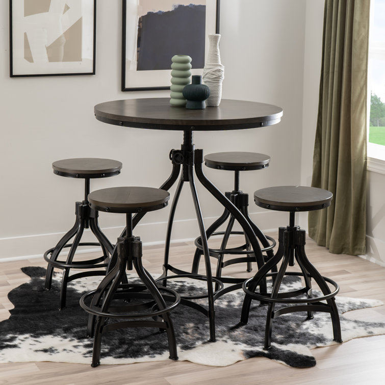 Kelanie 5-piece Adjustable Round Bar Stool Set