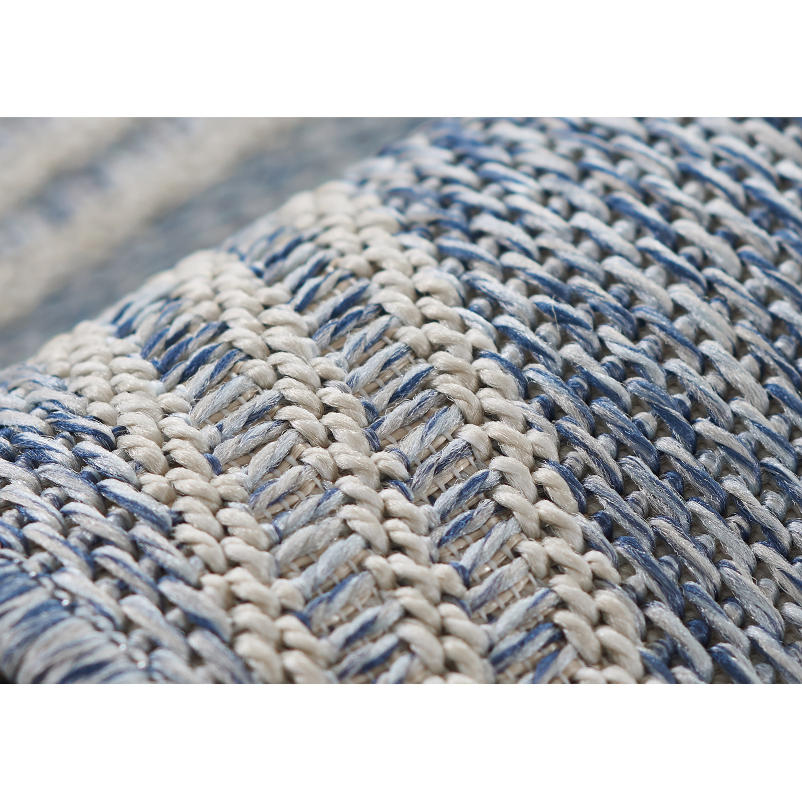 Twill Blue Gray Geometric Outdoor Rug, Rectangle 3'3" x 5'