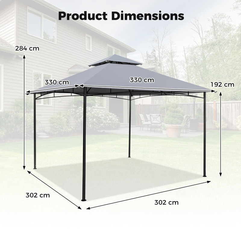 3.3 X 3.3 M Patio Gazebo With Heavy-Duty Metal Frame Outdoor Canopy Tent
