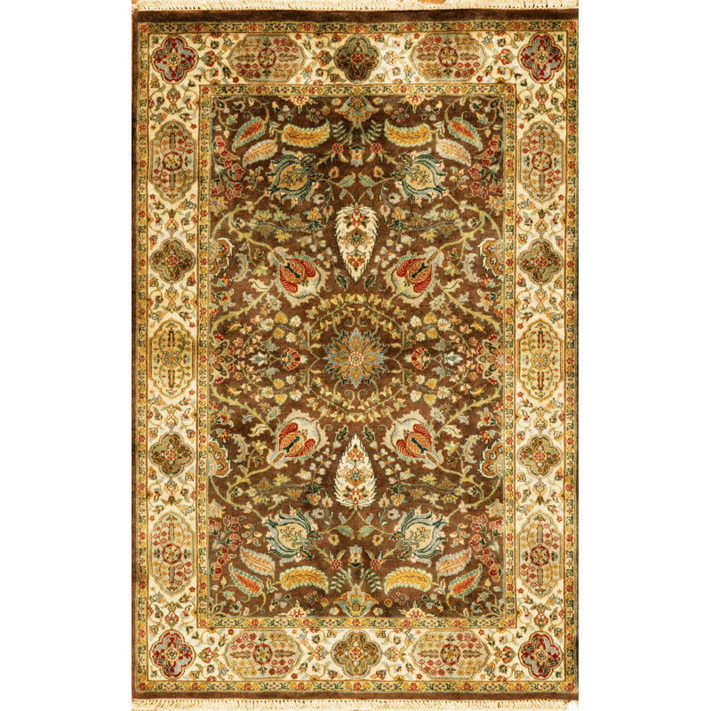 Golden Age Hand Knotted Wool Area Rug, Rectangle 4' x 6'