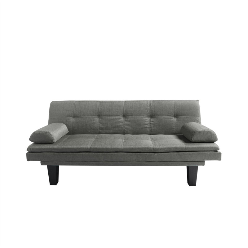 Canapé-lit simple à dossier capitonné de 63,4 po de largeur, Polyester gris foncé