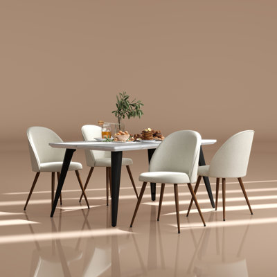 Hozel 63" Rectangular Dining Table Set with 4 Upholstered Chairs for Dining Room Comfort and Style