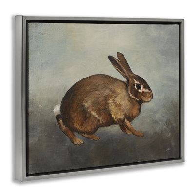 «Brown Rabbit on Grey Floater», art mural sur toile flottante par Julia Purinton